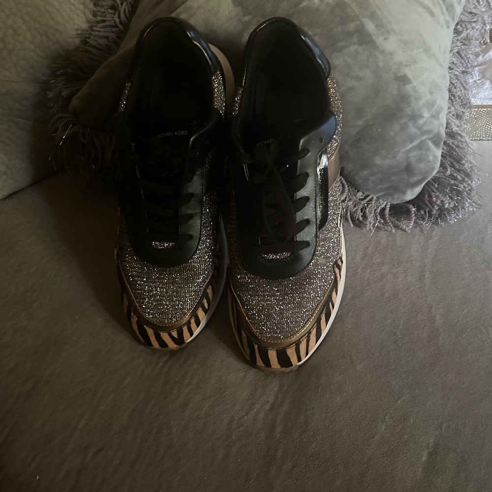 Michael Kors Black and Gold Glitter Sneakers